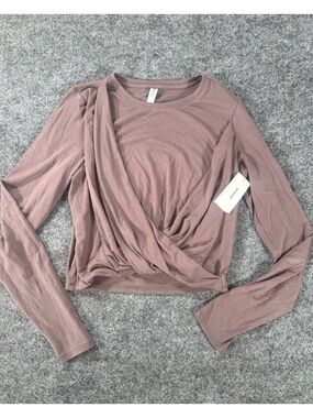 Spanx New Better Base Twist Modal‎ Wrap Cropped Long Sleeve Top Large NWT